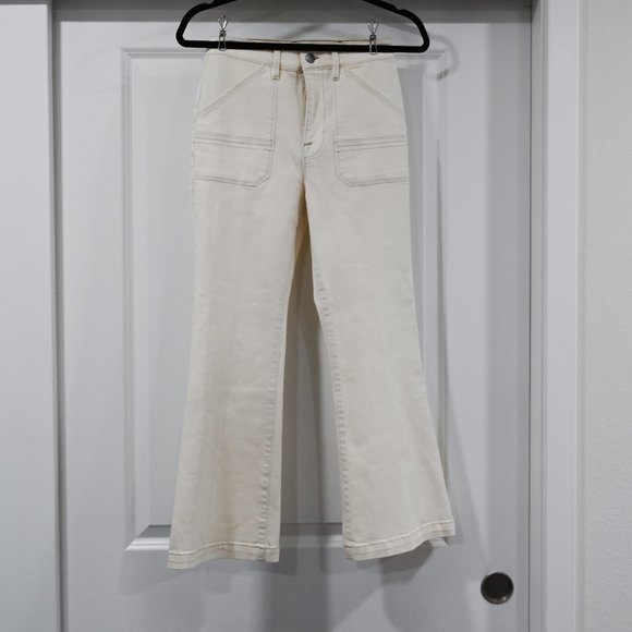 FRAME Denim Cropped Flare Pants in Off White Size 25 - Picture 2 of 9